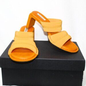 Miista womens mule sandals size 37 orange yvonne heels double band stretch